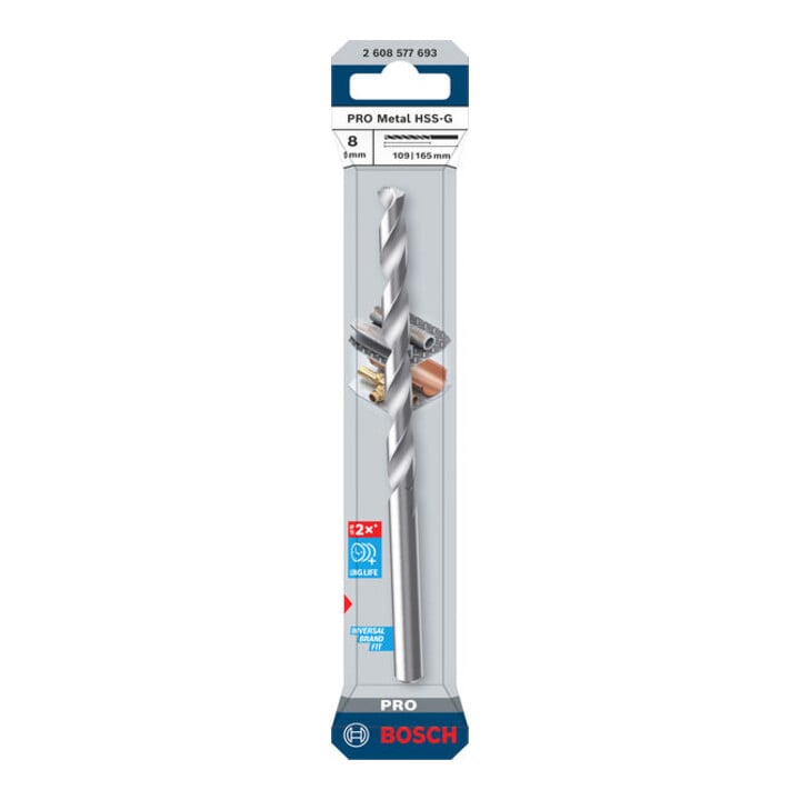 Bosch PRO Foret hélicoïdal HSS-G métal, 8 x 109 x 165 mm