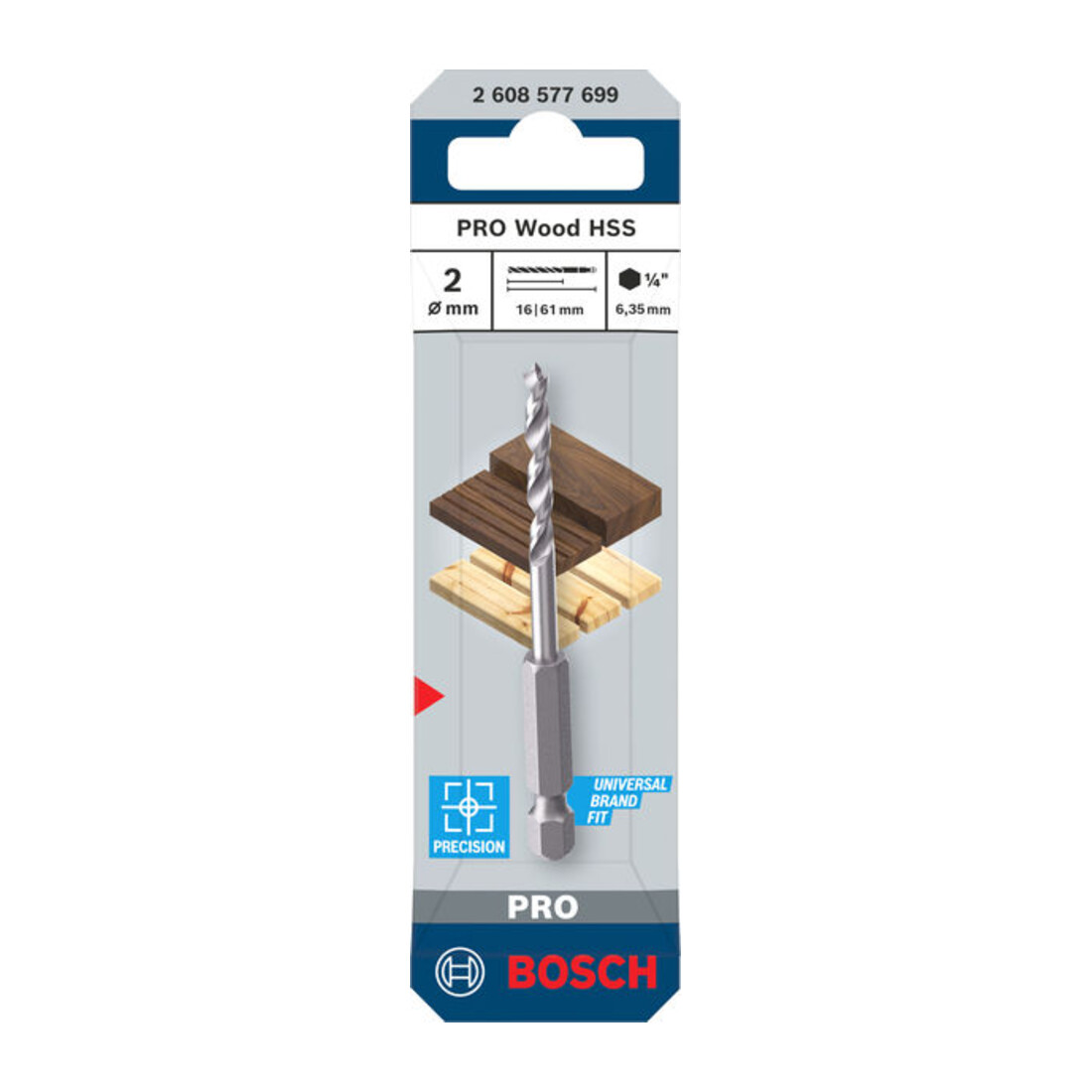 Bosch PRO Foret hélicoïdal HSS pour bois, 2x16x61 mm