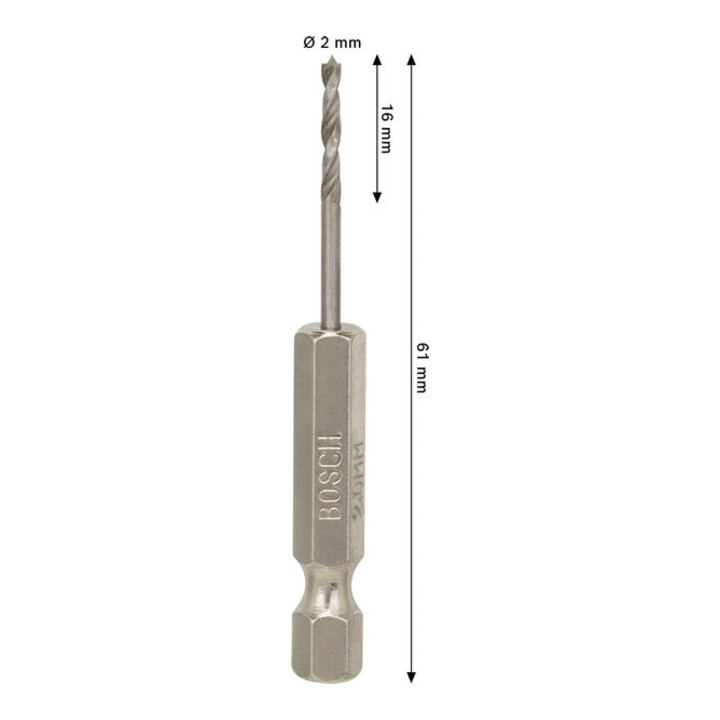 Bosch PRO Foret hélicoïdal HSS pour bois, 2x16x61 mm