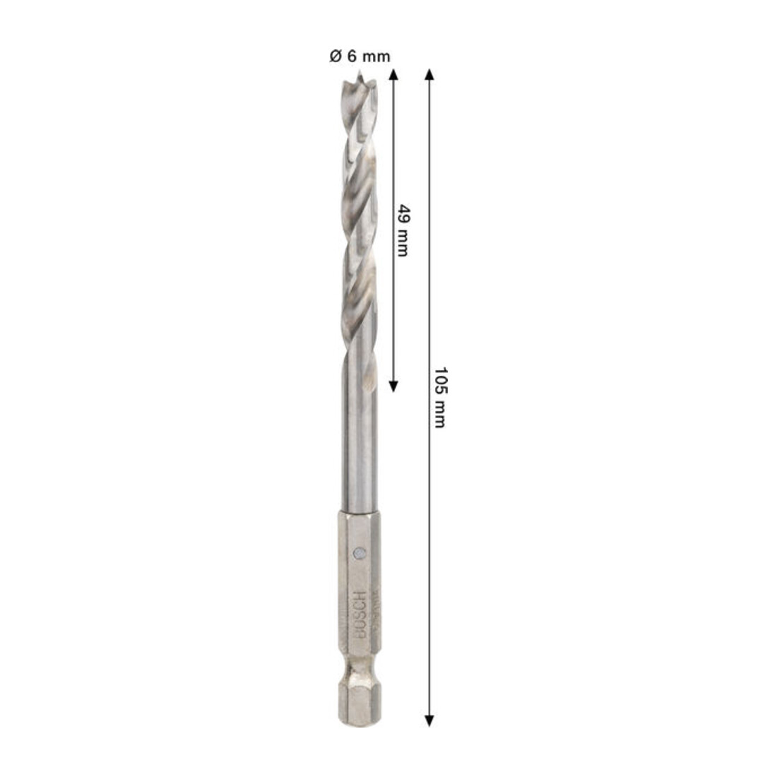 Bosch PRO Foret hélicoïdal HSS pour bois, 6x49x105 mm