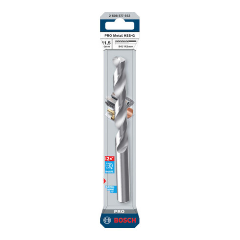 Bosch PRO Foret hélicoïdal métal HSS-G, 11,5 x 94 x 142 mm
