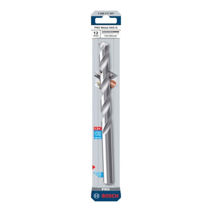 Bosch PRO Foret hélicoïdal métal HSS-G, 12 x 134 x 205 mm