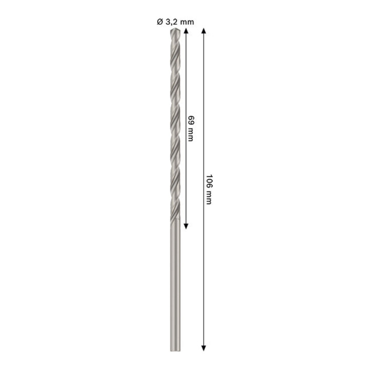 Bosch PRO Foret hélicoïdal métal HSS-G, 3,2 x 69 x 106 mm