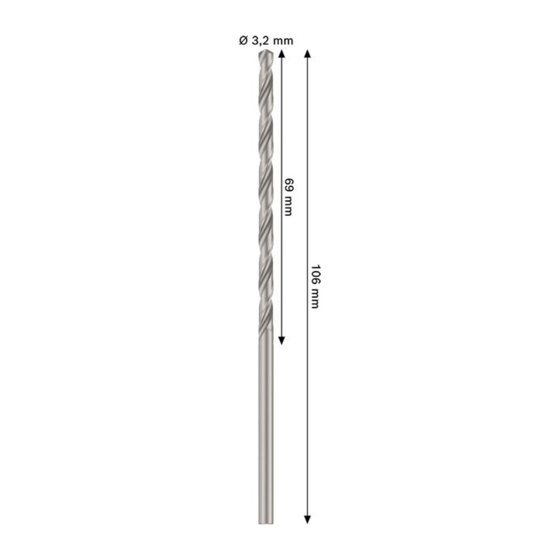 Bosch PRO Foret hélicoïdal métal HSS-G, 3,2 x 69 x 106 mm