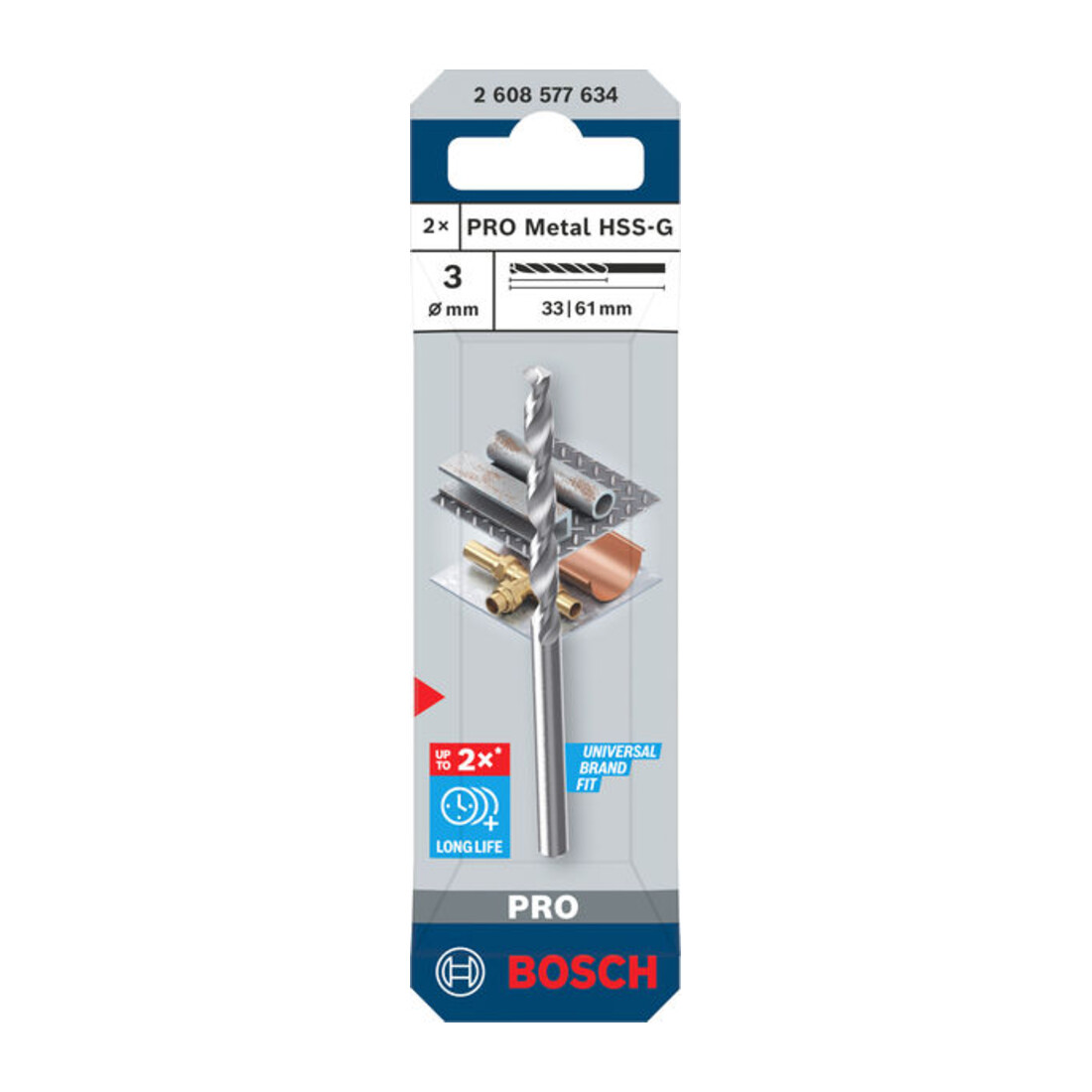 Bosch PRO Foret hélicoïdal métal HSS-G, 3 x 33 x 61 mm
