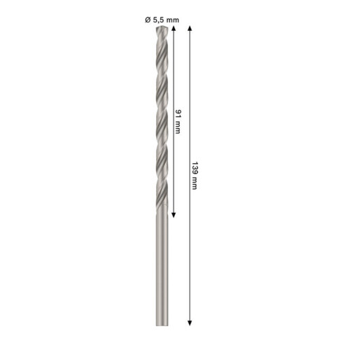 Bosch PRO Foret hélicoïdal métal HSS-G, 5,5 x 91 x 139 mm