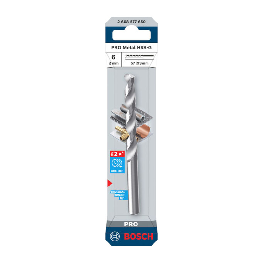 Bosch PRO Foret hélicoïdal métal HSS-G, 6 x 57 x 93 mm