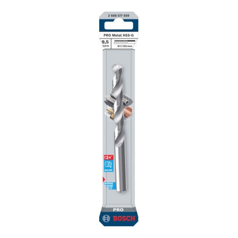 Bosch PRO Foret hélicoïdal métal HSS-G, 9,5 x 81 x 125 mm