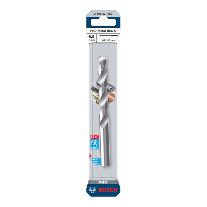 Bosch PRO Foret hélicoïdal métal HSS-G, 9,5 x 81 x 125 mm