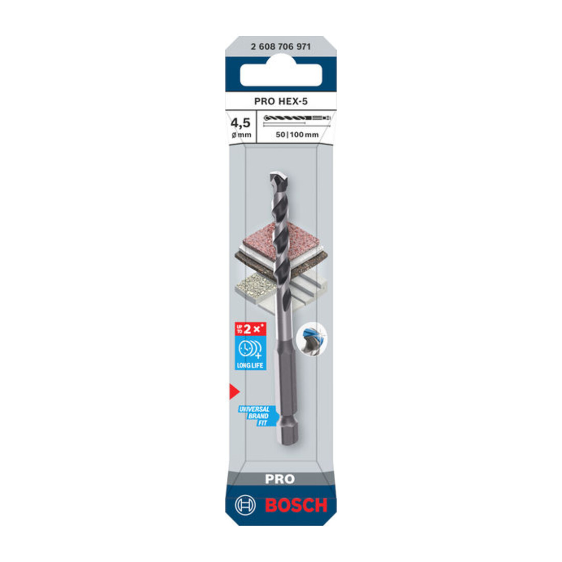 Bosch PRO Foret HEX-5, 4,5 x 50 x 100 mm