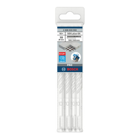 Bosch PRO Forets à percussion SDS plus-5X, 10 x 100 x 160 mm, 10 pcs.