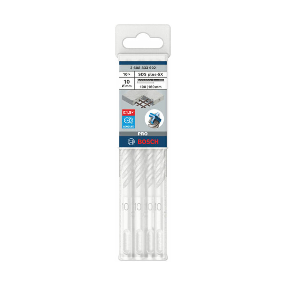 Bosch PRO Forets à percussion SDS plus-5X, 10 x 100 x 160 mm, 10 pcs.