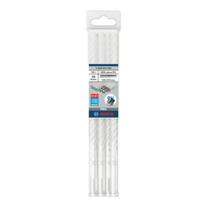 Bosch PRO Forets à percussion SDS plus-5X, 10 x 150 x 210 mm, 10 pcs