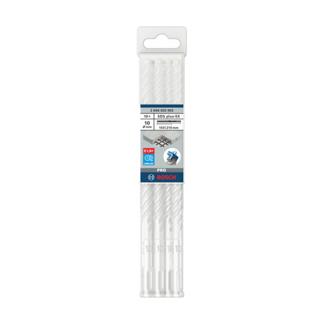 Bosch PRO Forets à percussion SDS plus-5X, 10 x 150 x 210 mm, 10 pcs