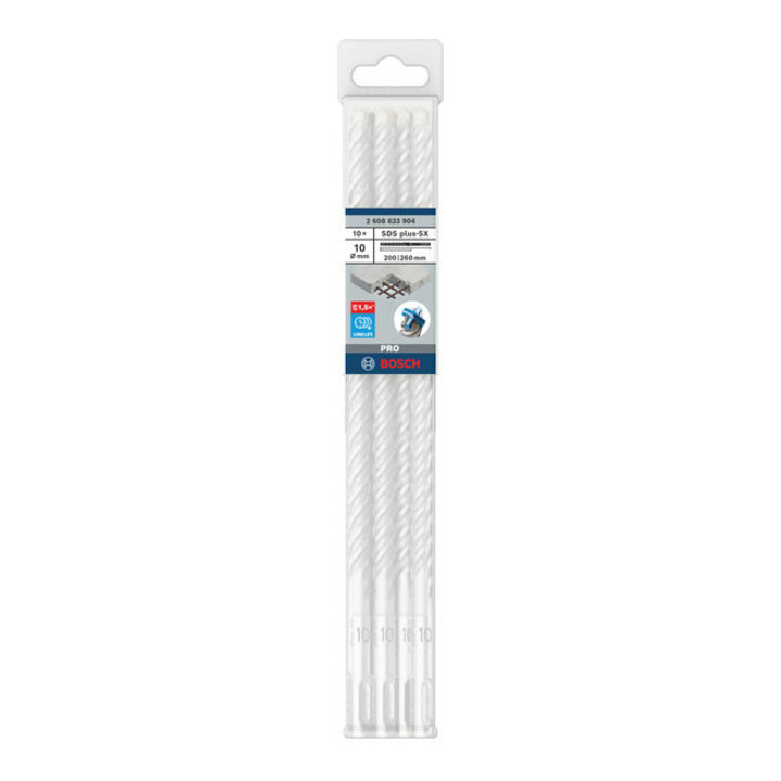 Bosch PRO Forets à percussion SDS plus-5X, 10 x 200 x 260 mm, 10 pcs