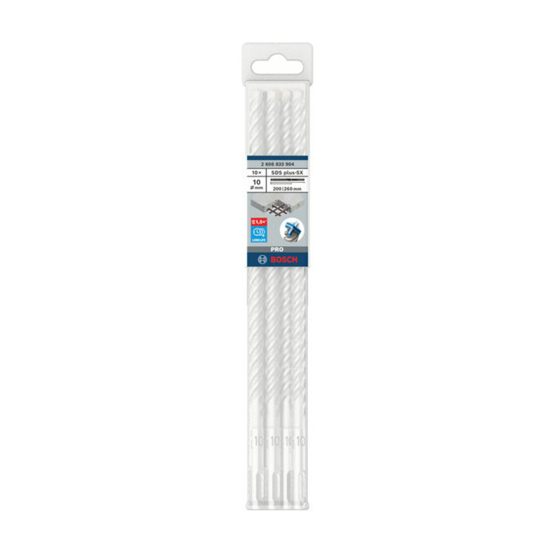 Bosch PRO Forets à percussion SDS plus-5X, 10 x 200 x 260 mm, 10 pcs