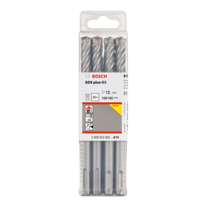Bosch PRO Forets à percussion SDS plus-5X, 12 x 100 x 160 mm, 10 pcs