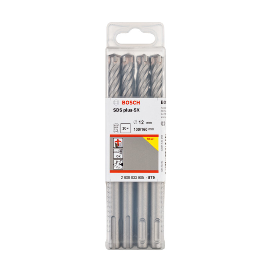 Bosch PRO Forets à percussion SDS plus-5X, 12 x 100 x 160 mm, 10 pcs