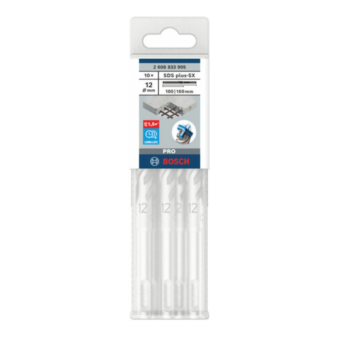 Bosch PRO Forets à percussion SDS plus-5X, 12 x 100 x 160 mm, 10 pcs