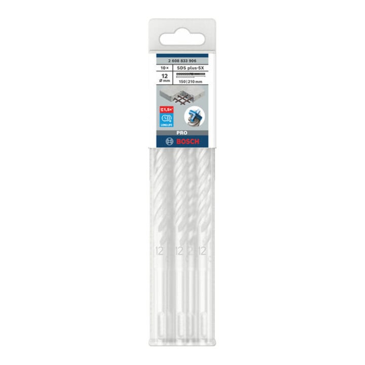 Bosch PRO Forets à percussion SDS plus-5X, 12 x 150 x 210 mm, 10 pcs