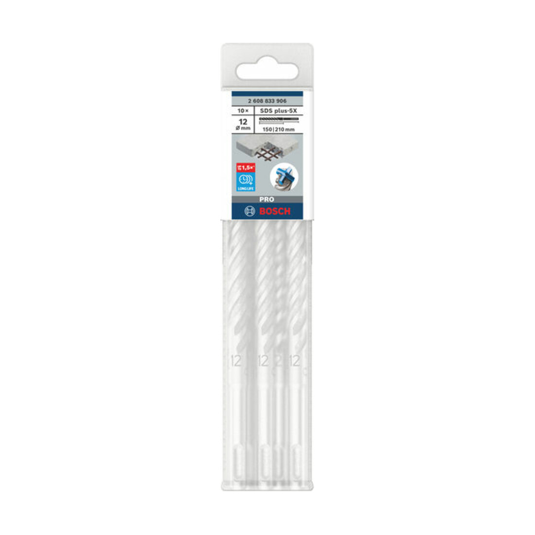 Bosch PRO Forets à percussion SDS plus-5X, 12 x 150 x 210 mm, 10 pcs