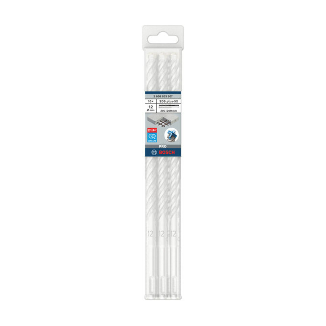 Bosch PRO Forets à percussion SDS plus-5X, 12 x 200 x 260 mm, 10 pcs