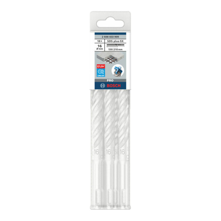 Bosch PRO Forets à percussion SDS plus-5X, 16 x 150 x 210 mm, 10 pcs