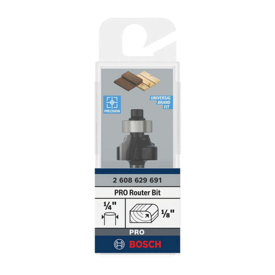 Bosch PRO Fraise à arrondir, R 1/8", tige 1/4"