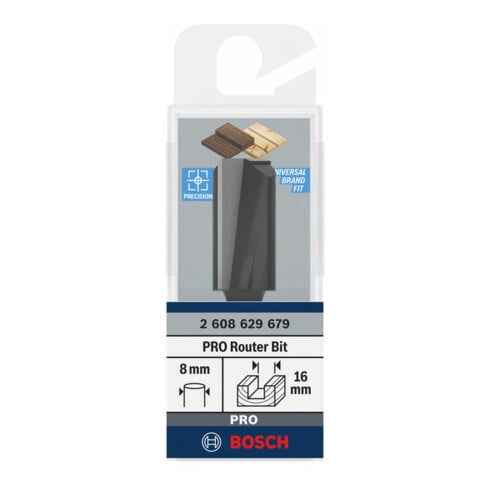 Bosch PRO Fraise à rainurer, 2 tranchants, Ø 16 x L 30, tige 8 mm