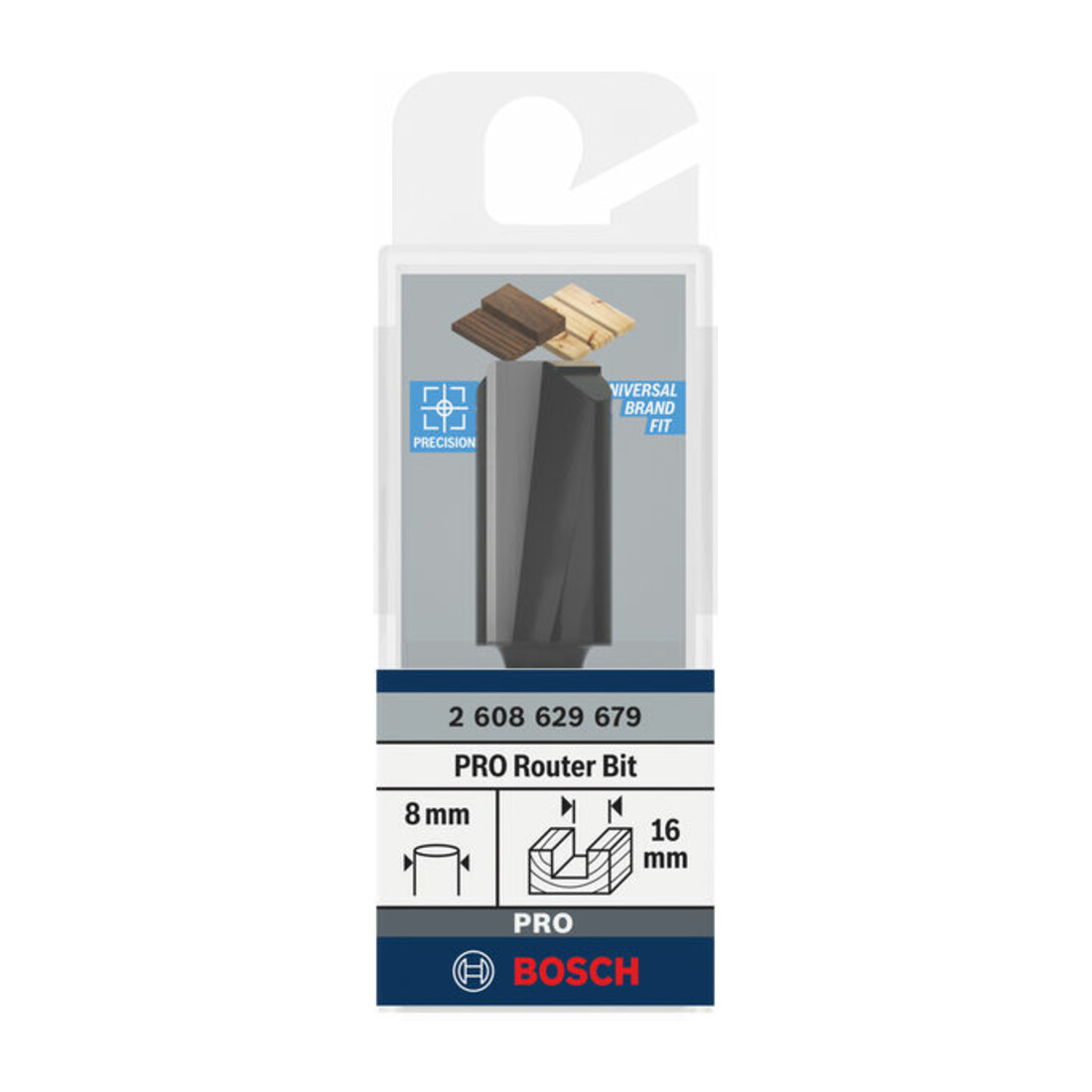 Bosch PRO Fraise à rainurer, 2 tranchants, Ø 16 x L 30, tige 8 mm