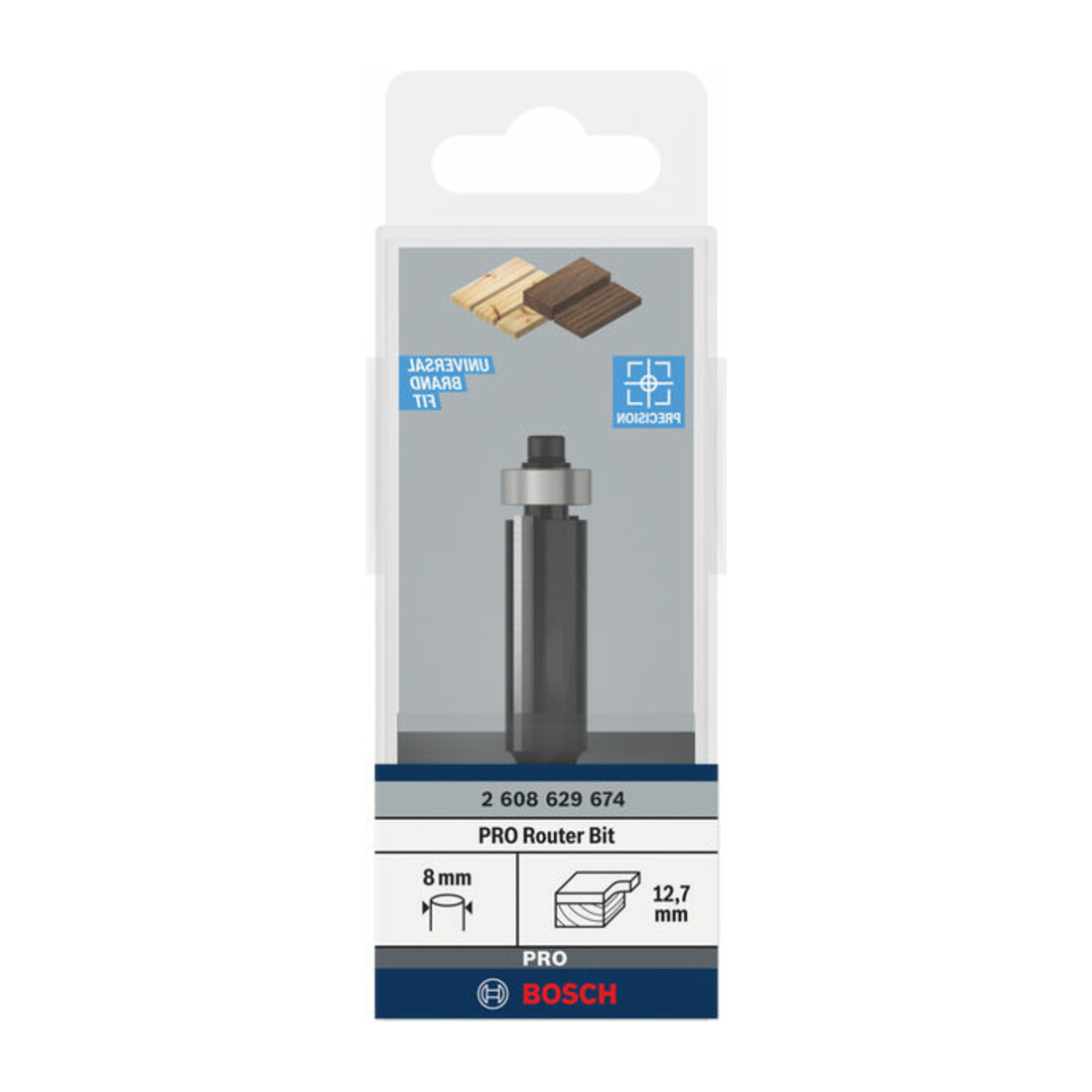 Bosch PRO Fraise affleurante avec roulement à billes inférieur, Ø12,7 xL40, tige 8 mm