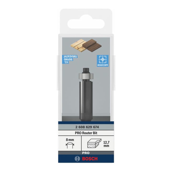Bosch PRO Fraise affleurante avec roulement à billes inférieur, Ø12,7 xL40, tige 8 mm