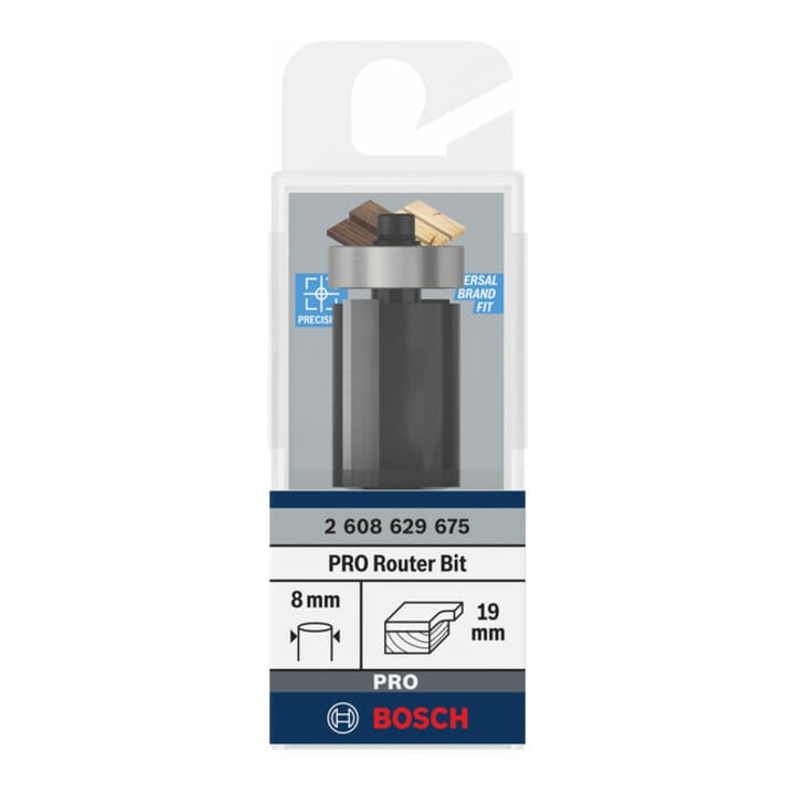 Bosch PRO Fraise affleurante avec roulement à billes inférieur, Ø19 x L25,4, tige 8 mm