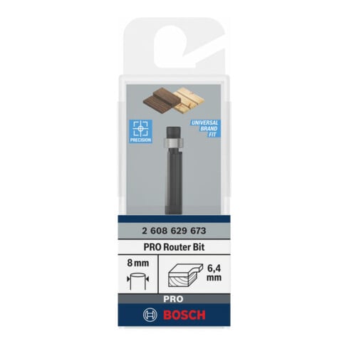 Bosch PRO Fraise affleureuse avec roulement à billes inférieur, Ø6,35 x L20, tige 8 mm