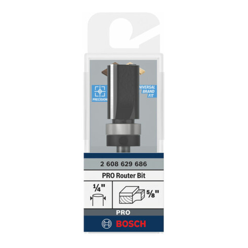 Bosch PRO Fraise affleureuse, roulement à billes supérieur, Ø 5/8" x L 1", tige 1/4"