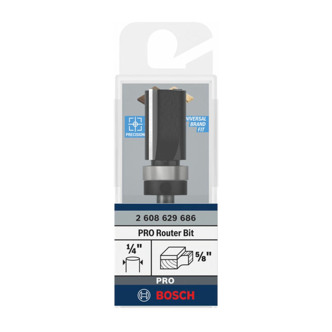 Bosch PRO Fraise affleureuse, roulement à billes supérieur, Ø 5/8" x L 1", tige 1/4"