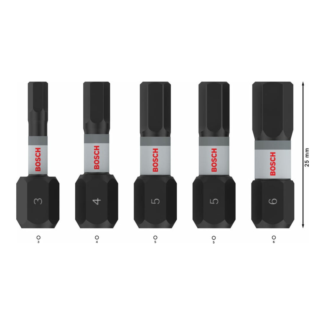 Bosch PRO H Impact Bit Set, H3, H4, 2 x H5, H6, 25 mm, 5-tlg.