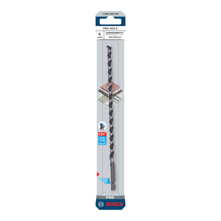 Bosch PRO HEX-5 Bohrer, 6 x 150 x 200 mm