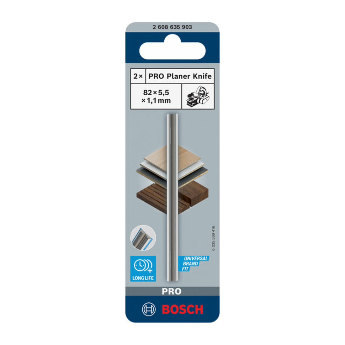 Bosch PRO Hobelmesser, 82 x 5,5 x 1,1 mm, 2 Stk