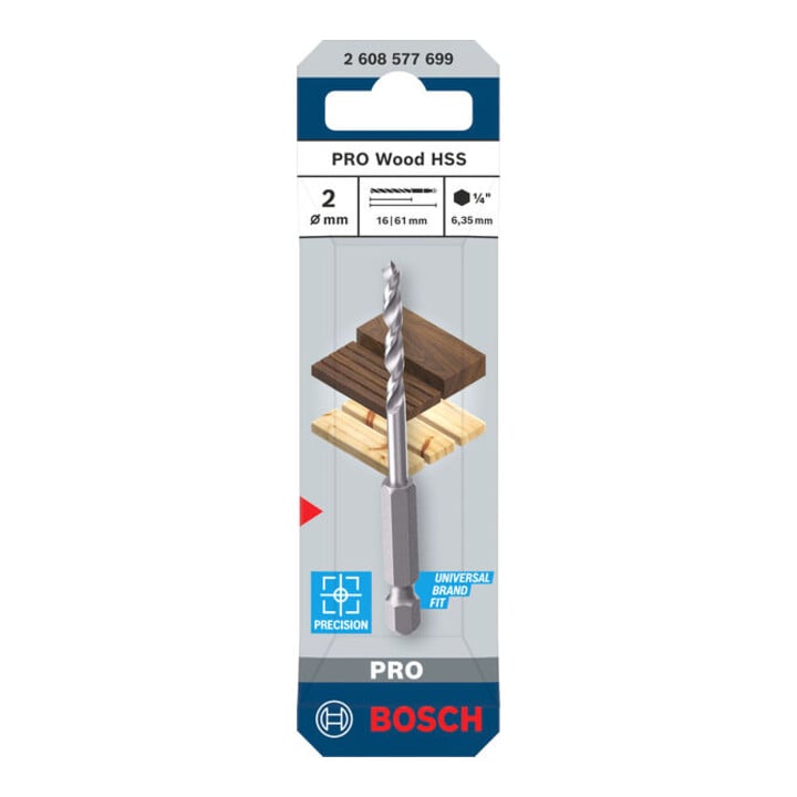Bosch PRO HSS-houtspiraalboor, 2x16x61 mm