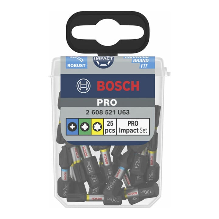 Bosch PRO Impact Bit Set, 25 mm, Display, 10 x 25-tlg