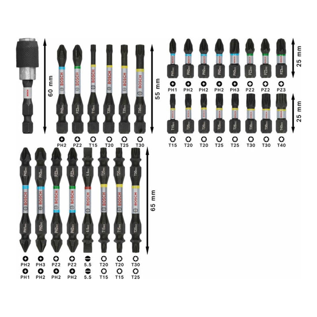 Bosch PRO Impact Bit Set, Display, 6 x 31-tlg