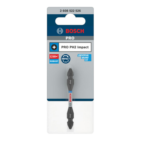 Bosch PRO Impact Schrauberbit mit Doppelklingen u. Pick and Click-Einsätzen, PH2, 65mm