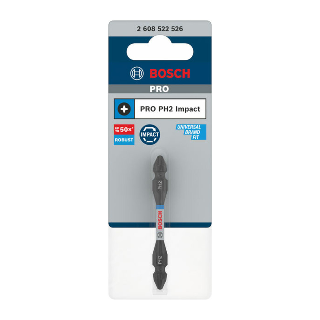 Bosch PRO Impact Schrauberbit mit Doppelklingen u. Pick and Click-Einsätzen, PH2, 65mm