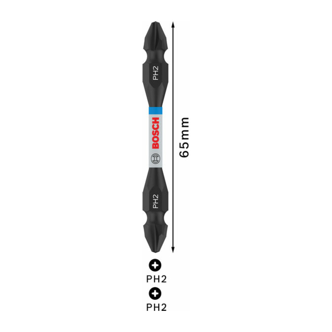 Bosch PRO Impact Schrauberbit mit Doppelklingen u. Pick and Click-Einsätzen, PH2, 65mm