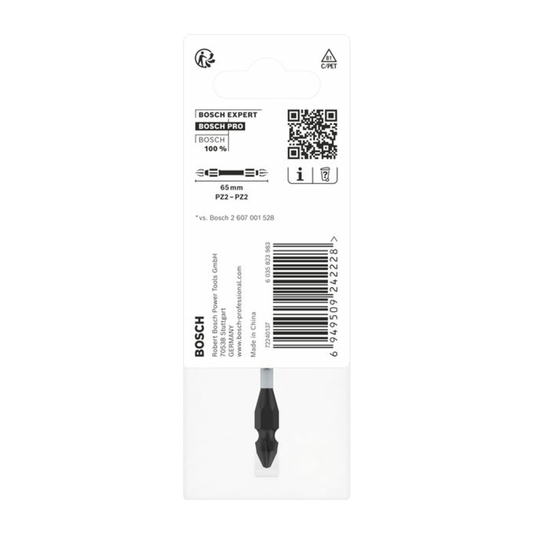Bosch PRO Impact Schrauberbit mit Doppelklingen u. Pick and Click-Einsätzen, PZ2, 65mm