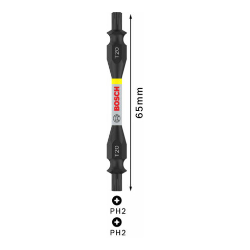 Bosch PRO Impact Schrauberbit mit Doppelklingen und Pick and Click-Einsätzen, T20,65mm