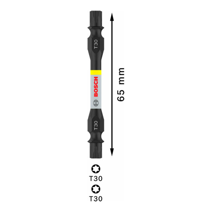 Bosch PRO Impact Schrauberbit mit Doppelklingen und Pick and Click-Einsätzen, T30,65mm