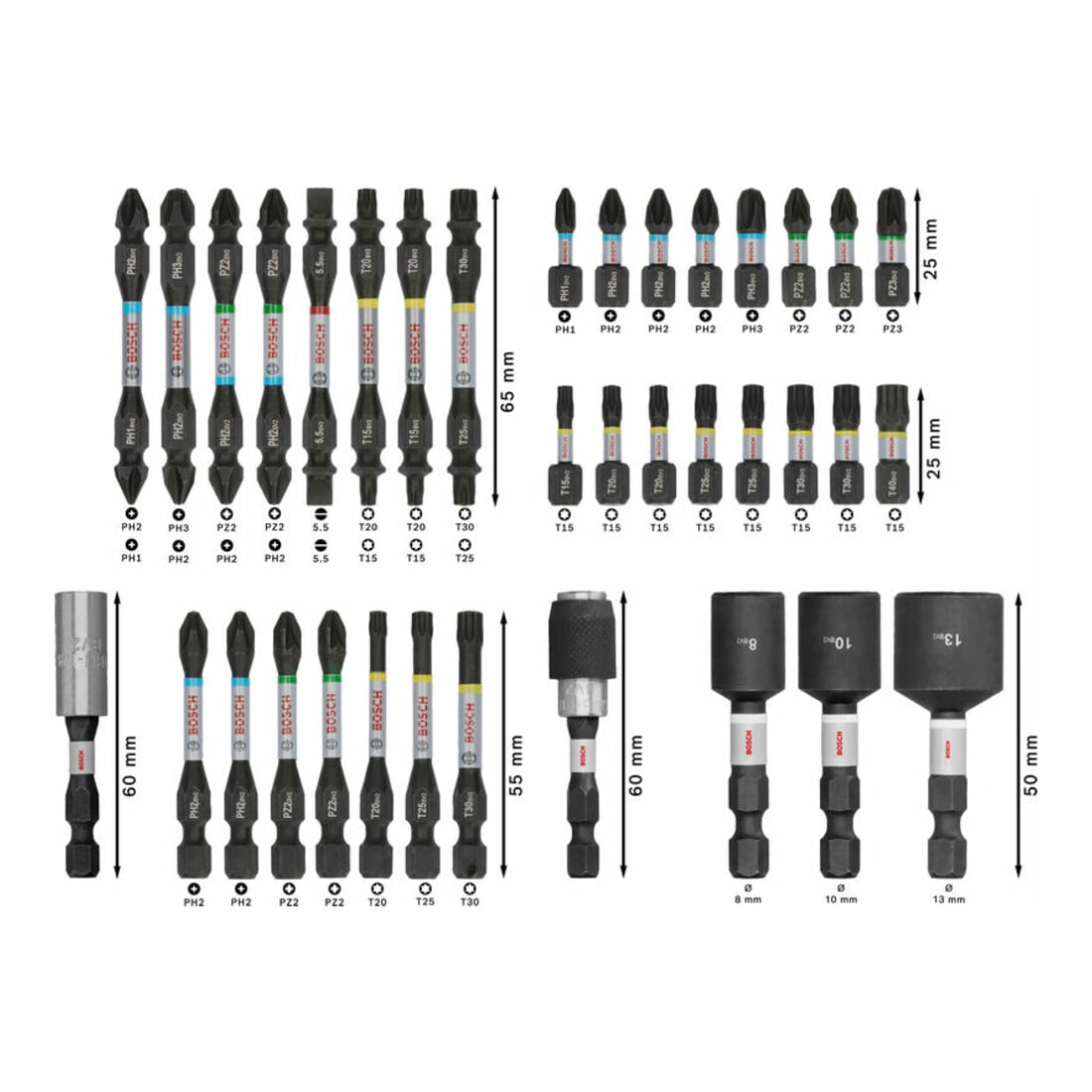 Bosch PRO Impact Schrauberbit Set, mit Aufsteller, 6 x 36-tlg