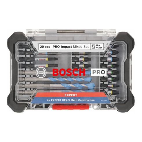 Bosch PRO Impact Schrauberbits und Multi Construction Bohrer Set, 20-tlg.